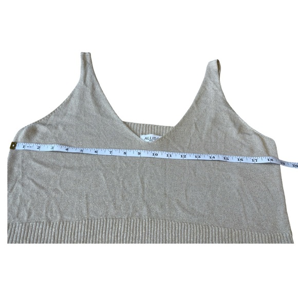 Allison New York Gold Shimmer Metallic Knit Crop Top - Small Petite - Picture 5 of 11